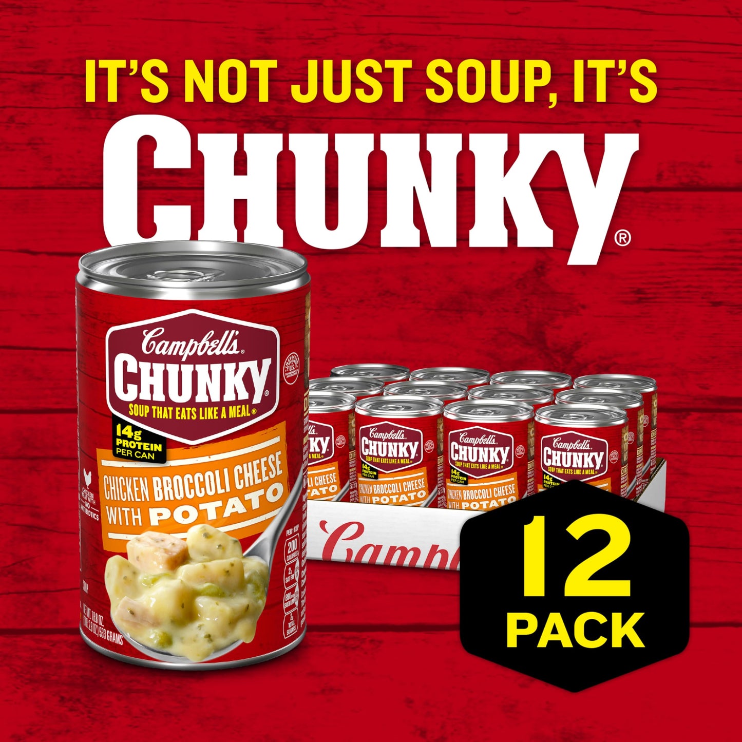 Campbell s Chunky Soup, Chicken Broccoli Cheese Soup, 18.8 Oz Can (Case of 12)