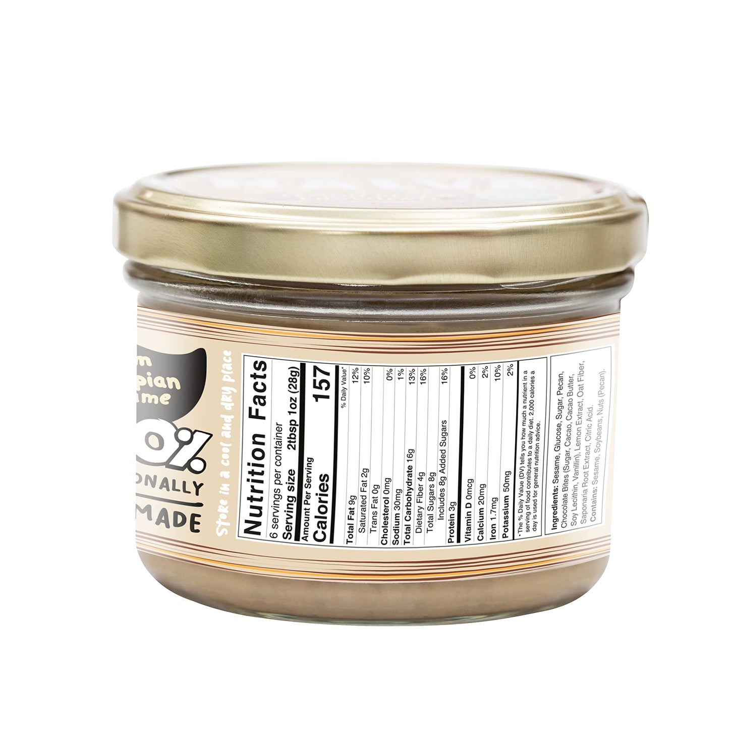 Halva Kingdom Open Sesame Sugar Free Halva Vegan Dessert | Healthy Ingredients, Gluten Free, Kosher Certified Jar (Lemon Pecan C