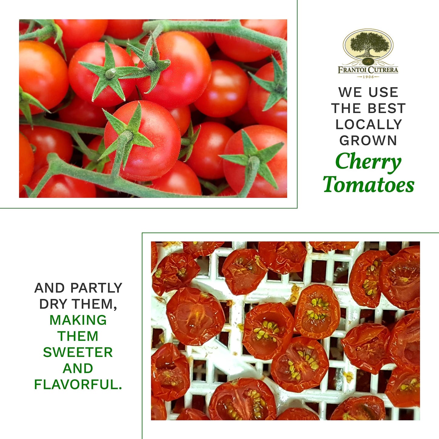 Frantoi Cutrera - Pomodorino Semi Secco - Semi-Dried Cherry Tomatoes In Extra Virgin Olive Oil, Product Of Italy, 6.7Oz