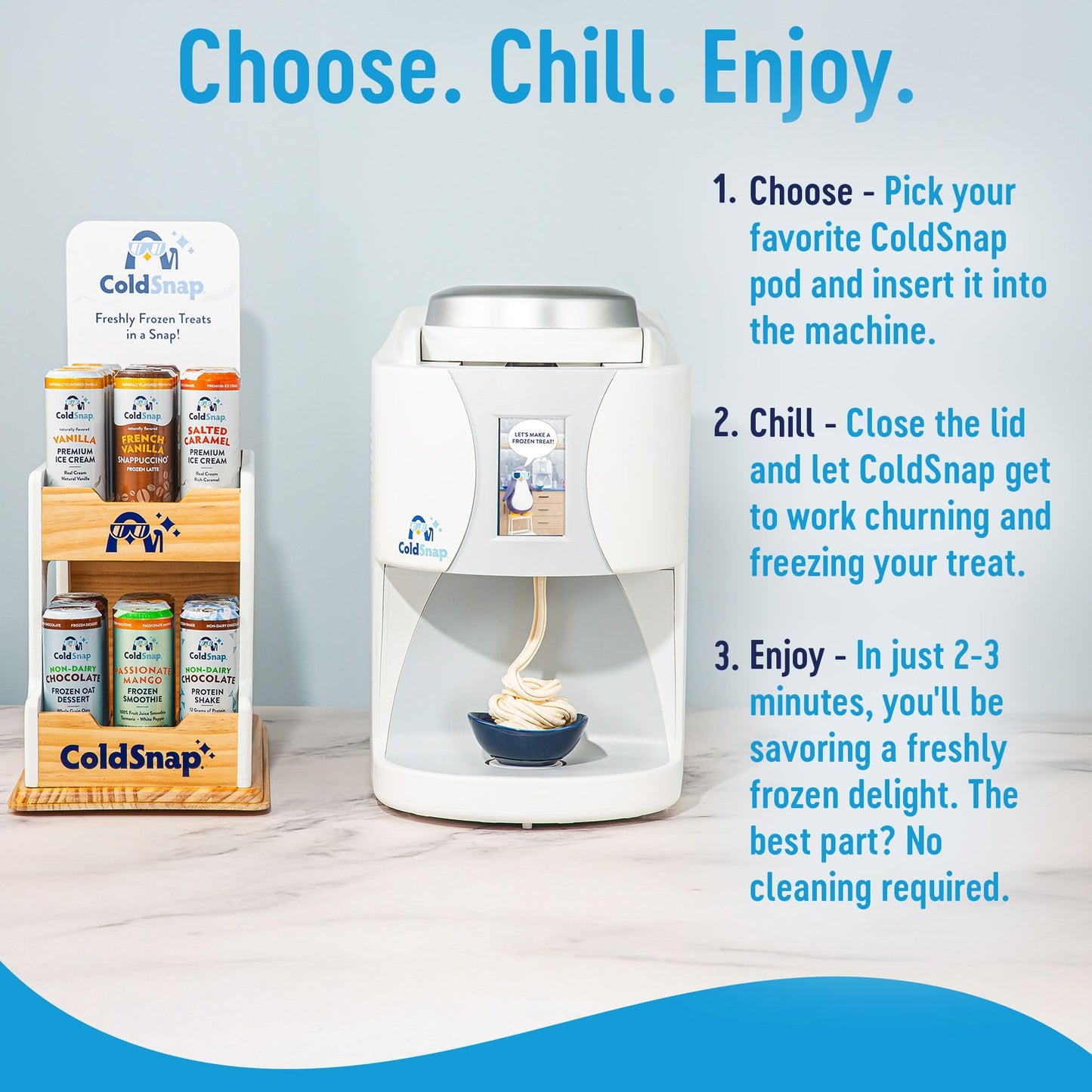 ColdSnap Chocolate Ice Cream Pods – Decadent Single-Serve Treat – Pack of 12 – No Freezer Required – White