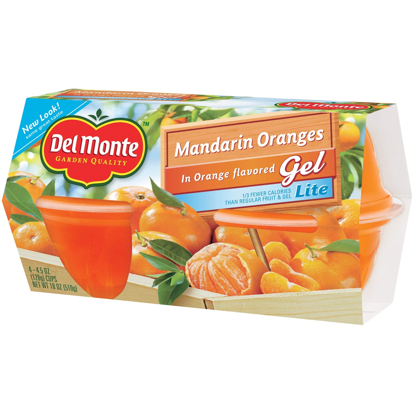 Del Monte Mandarin Oranges In Lite Orange Flavored Gel Plastic Fruit Cups, 4.4-Ounce Cups