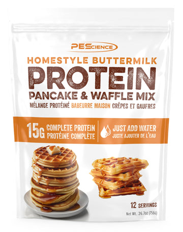 PEScience Protein Pancake & Waffle Mix, 15g Protein, Homestyle Buttermilk, 26.7 Ounce