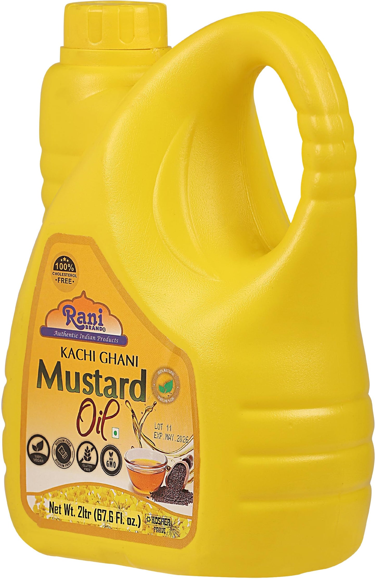 Rani Mustard Oil (Kachi Ghani) 67.6 Ounce (2 Liter) Pack Of 6, Non-Gmo | Gluten Free | Vegan | 100% Natural | Kosher