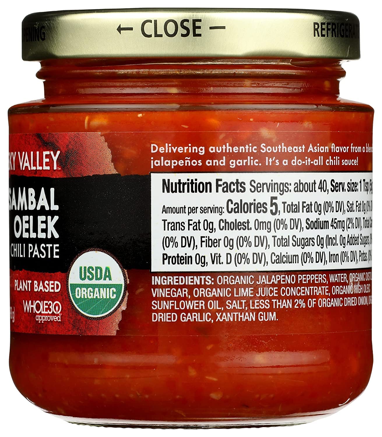 Sky Valley Sambal Oelek Chili Paste - Red Chili Paste, Made With Red Jalapenos & Garlic, Gluten Free, Vegan, Keto, Whole 30, Usd