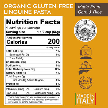 Morelli Organic Gluten Free Linguine Pasta Made With Corn - Vegan Corn Noodles, Imported Organic Pasta From Italy, Italian Gourm
