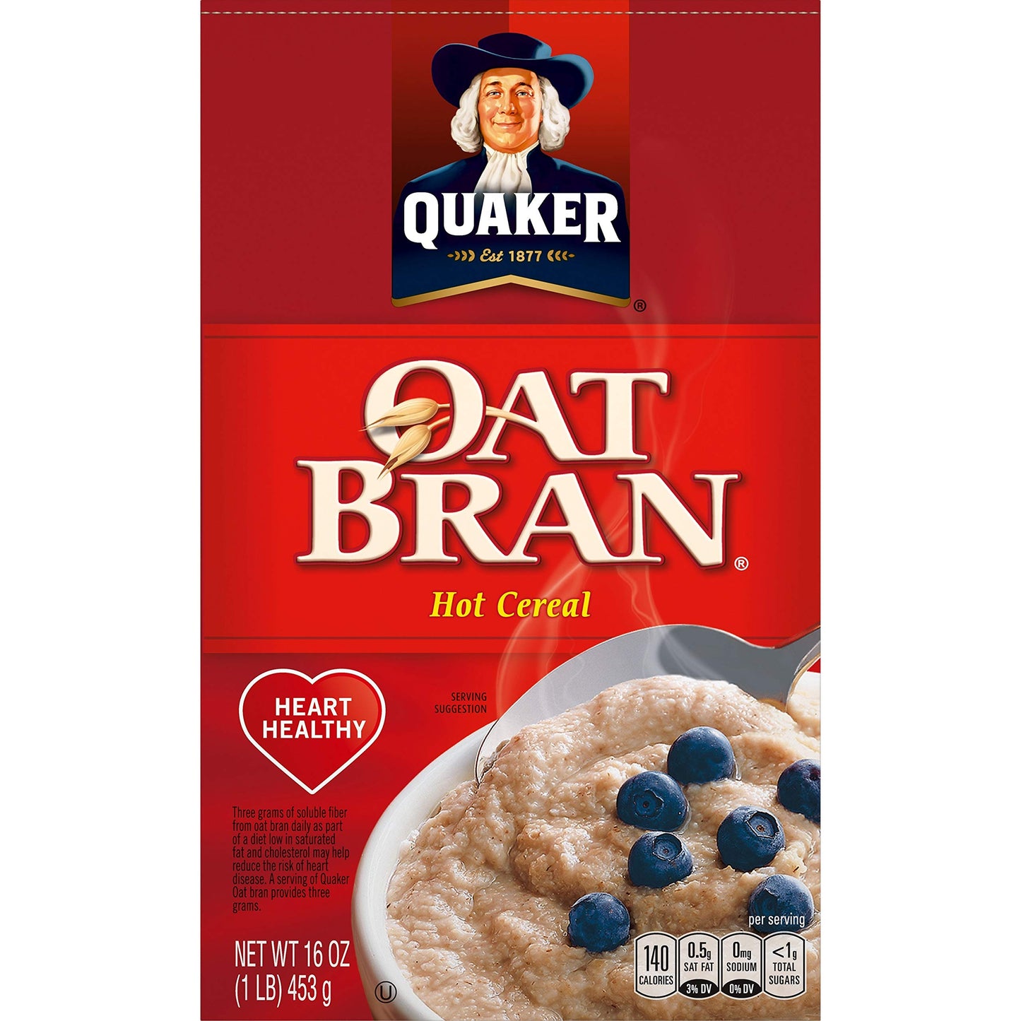 Quaker Hot Oat Bran Hot Cereal, 16 Ounce Box (Pack of 2)