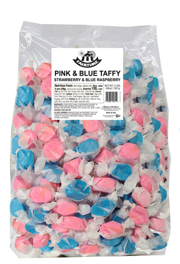 Fairtime Adams & Brooks Taffy Gender Reveal Candy, Gender Reveal Taffy Pink and Blue Candy for Candy Buffets, Bulk Candy, Pinata