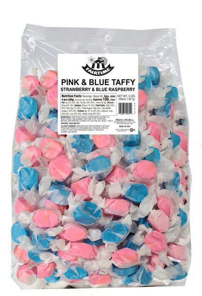 Fairtime Adams & Brooks Taffy Gender Reveal Candy, Gender Reveal Taffy Pink and Blue Candy for Candy Buffets, Bulk Candy, Pinata