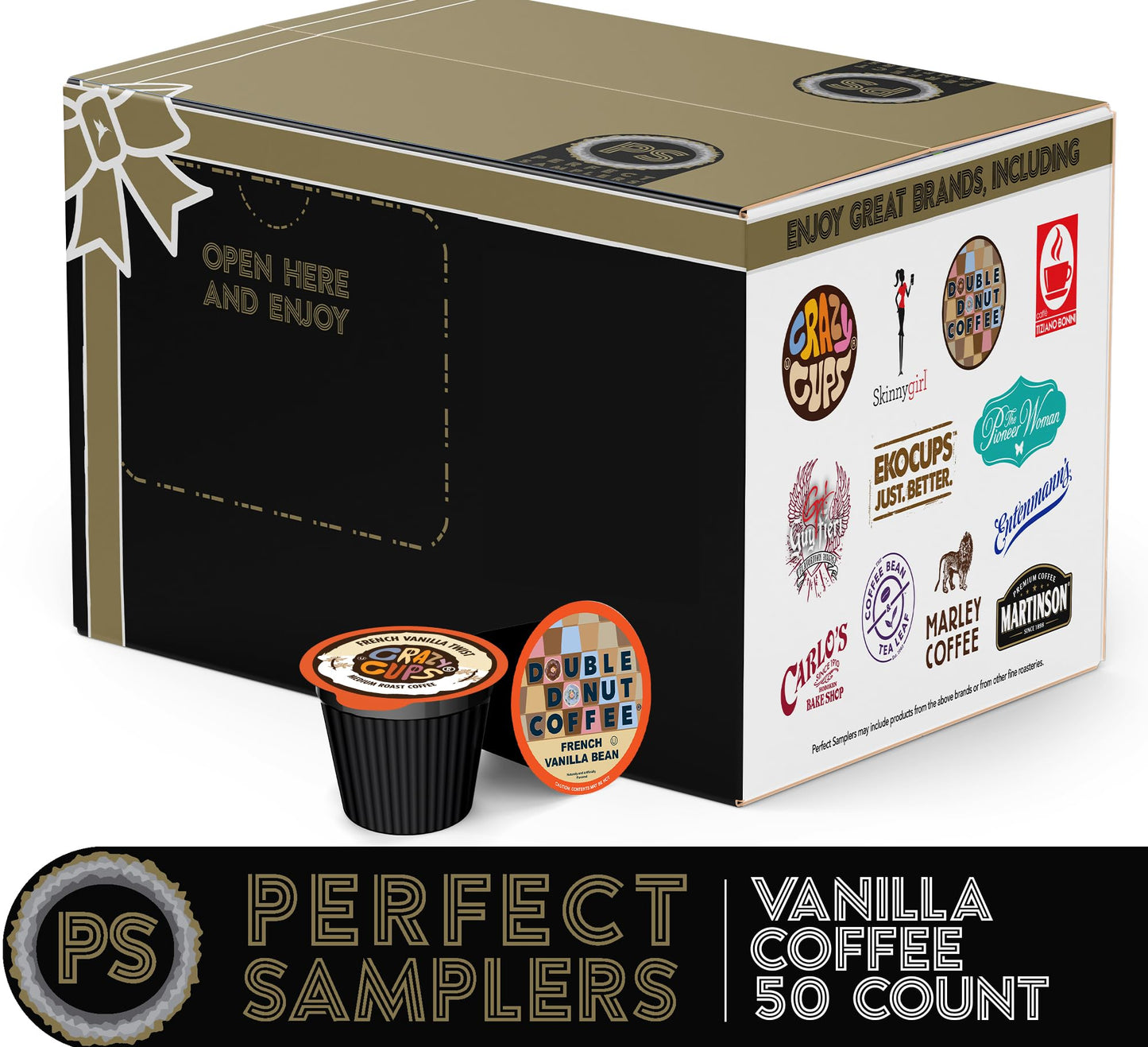 Perfect Samplers French Vanilla Coffee Pods Variety Pack, Medium Roast, 50 Count for Keurig K Cups