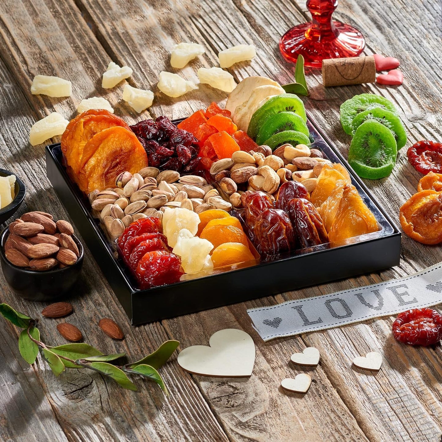 Snackberry Dried Fruit & Nuts Gift Basket, Gourmet Snack Box, Healthy Kosher, 6-Pack Assortment for Christmas, New Years, Birthday