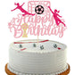 Ephlyn Soccer Birthday Cake Toppers - Glitter Cupcake Picks for Sports Theme, Pink, 8.5 cm x 12 cm