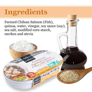 Coles Patagonian Smoked Salmon Fillet, Ready to Eat Meal, 5.6 oz, High in Vitamin D, 24 Pack