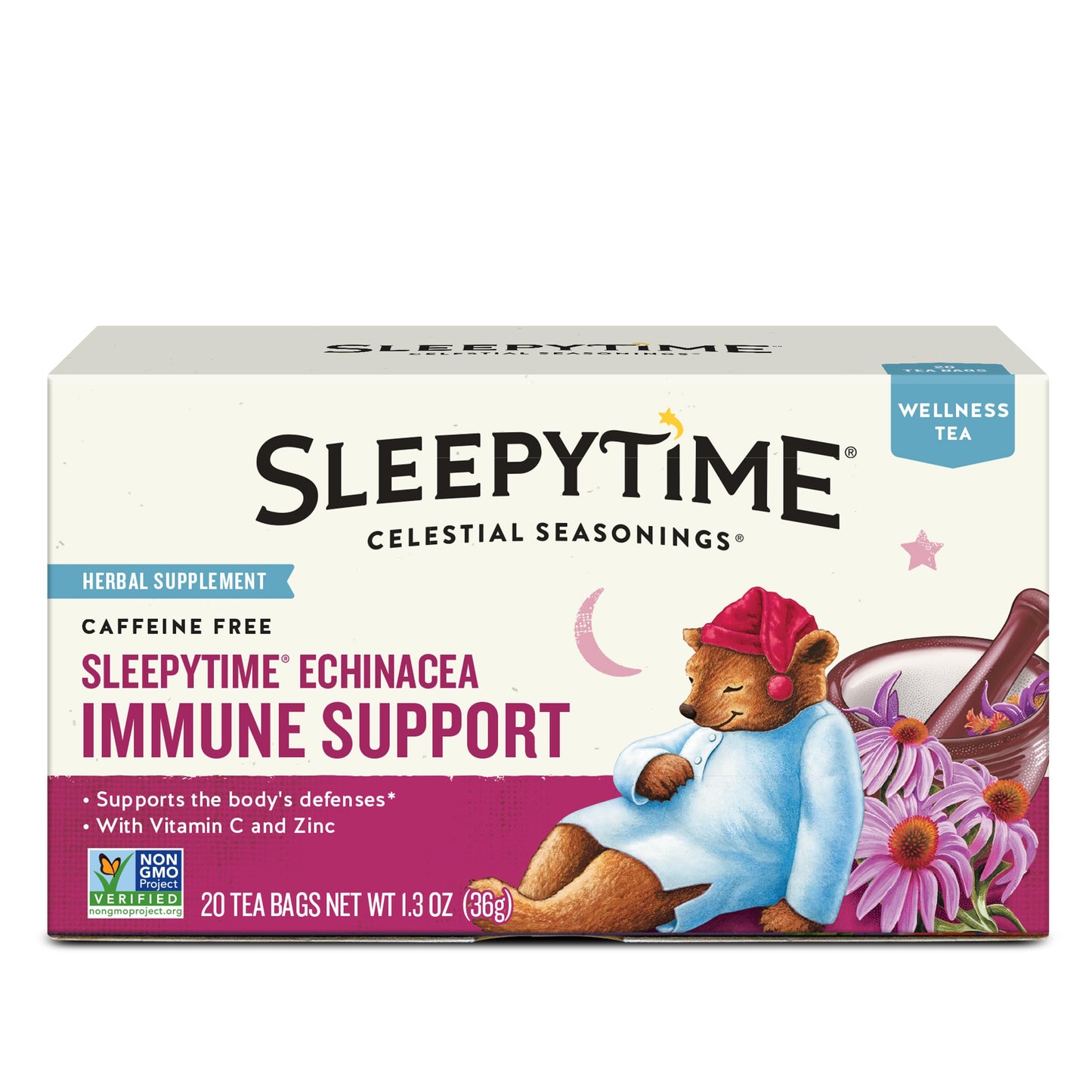 Celestial Seasonings Sleepytime Tea Bags, Echinacea Immune Boost, Caffeine Free, 20 Count, Model 48891