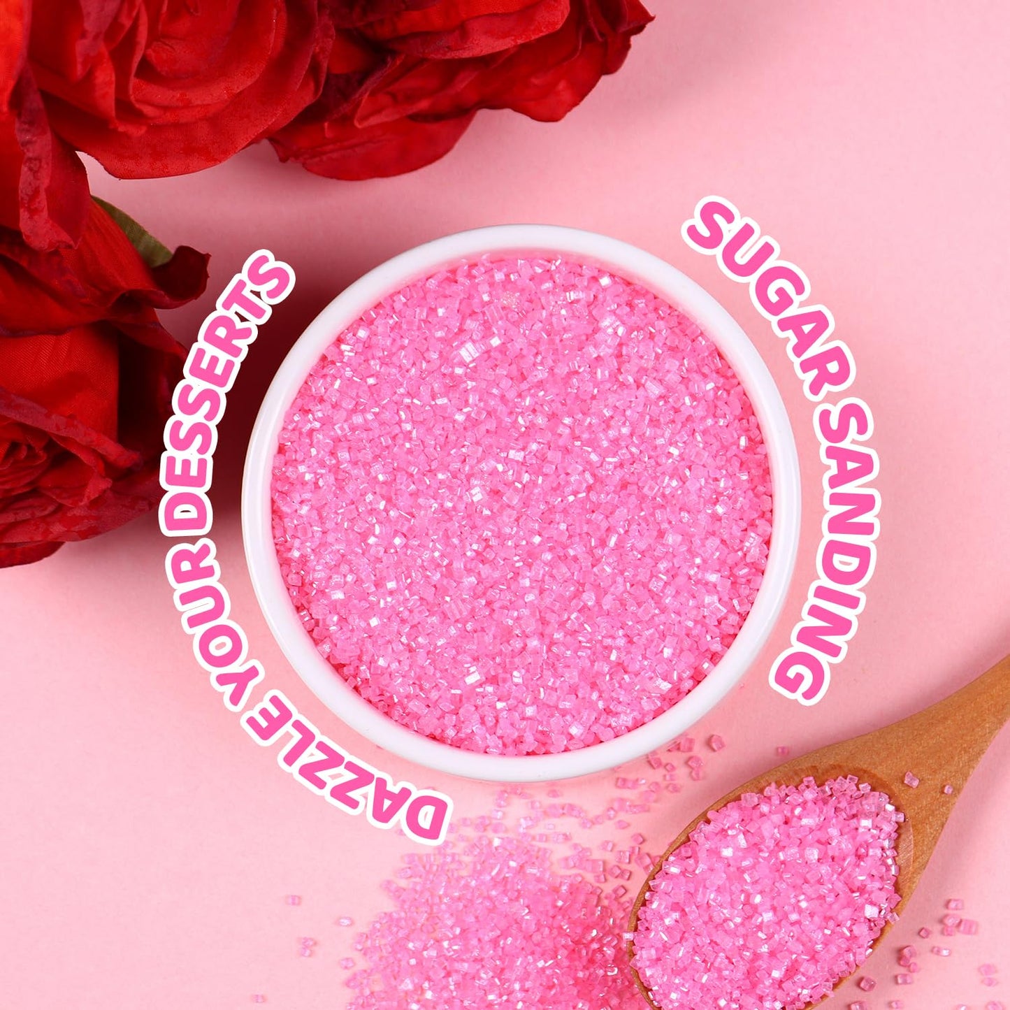 Pink Sprinkles For Cake Decorating, 4.02Oz Pink Sanding Sugar Sprinkles, Edible Glitter Sprinkles For Cupcake Toppers Baking Dri
