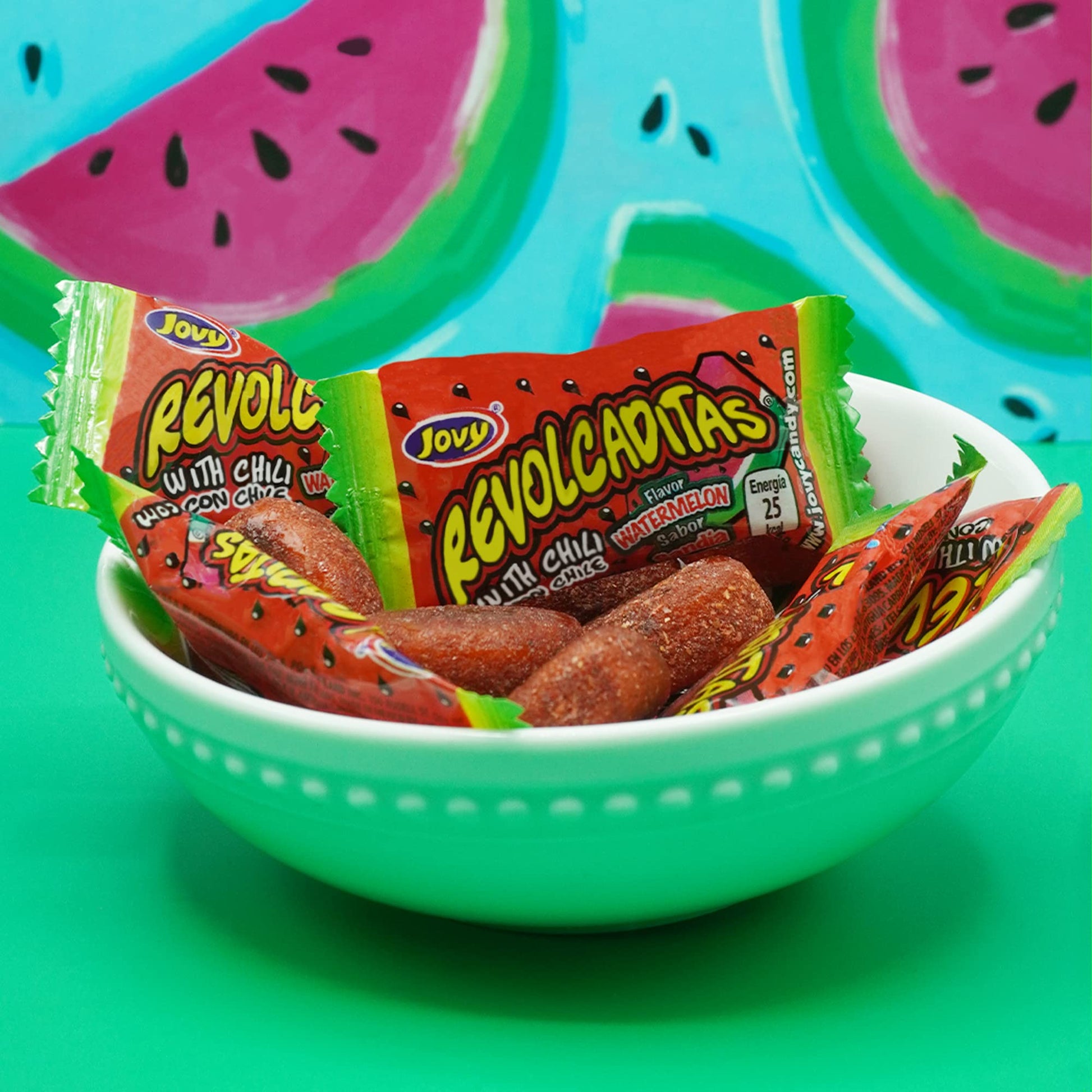Jovy Revolcaditas Sandia Watermelon Flavor With Chili | Mexican Candy | 100 Piece Bag