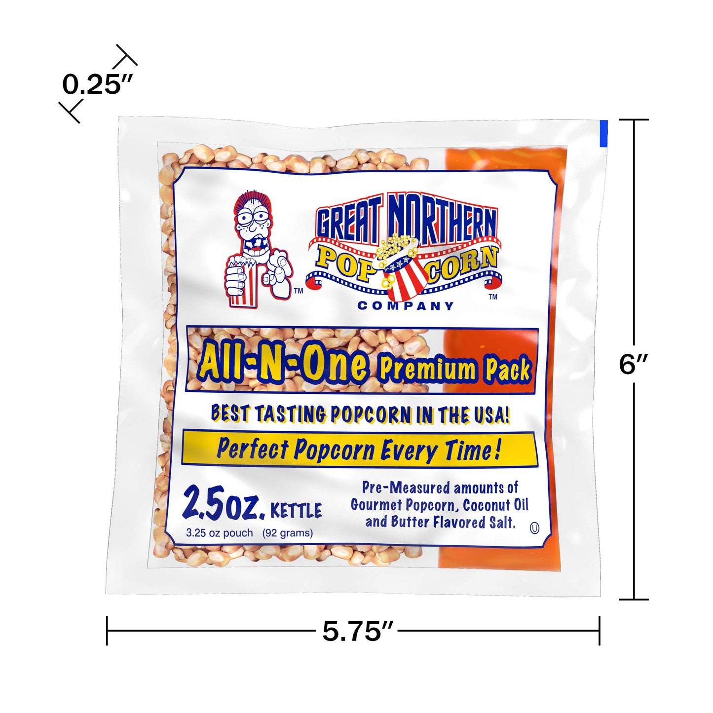 2.5Oz Popcorn Machine Popcorn Packets - All-In-One Movie Theater Style Popcorn Kernels, Salt, And Oil Packs By Great Northern Po