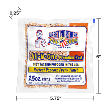 2.5Oz Popcorn Machine Popcorn Packets - All-In-One Movie Theater Style Popcorn Kernels, Salt, And Oil Packs By Great Northern Po