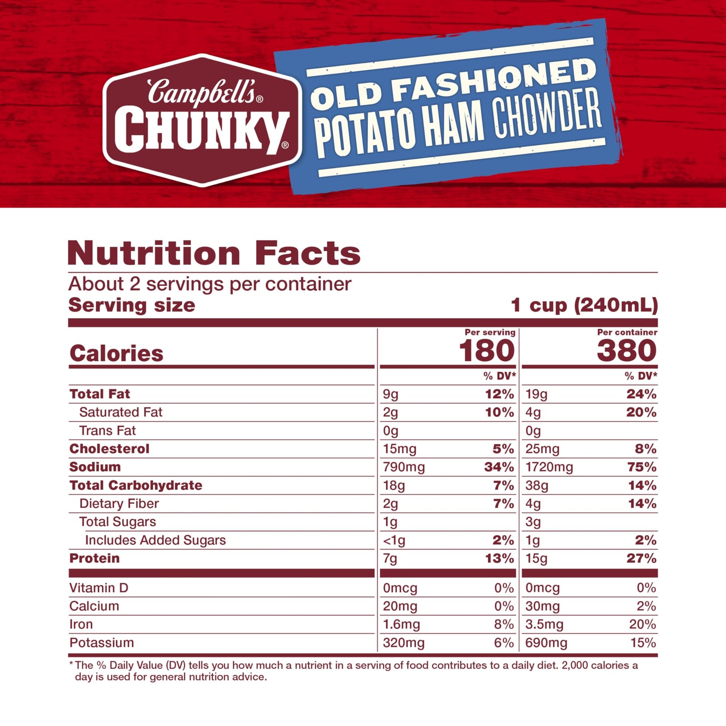Campbell s Chunky Soup, Old Fashioned Potato Ham Chowder, 18.8 Ounce Can (Pack of 12)