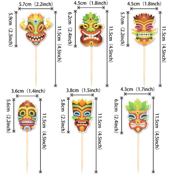 36 Pcs Hawaii Tiki Cupcake Toppers Tiki Totem Hawaiian Themed Party Cupcake Picks Hawaiian Luau Cupcake Decorations For Summer T
