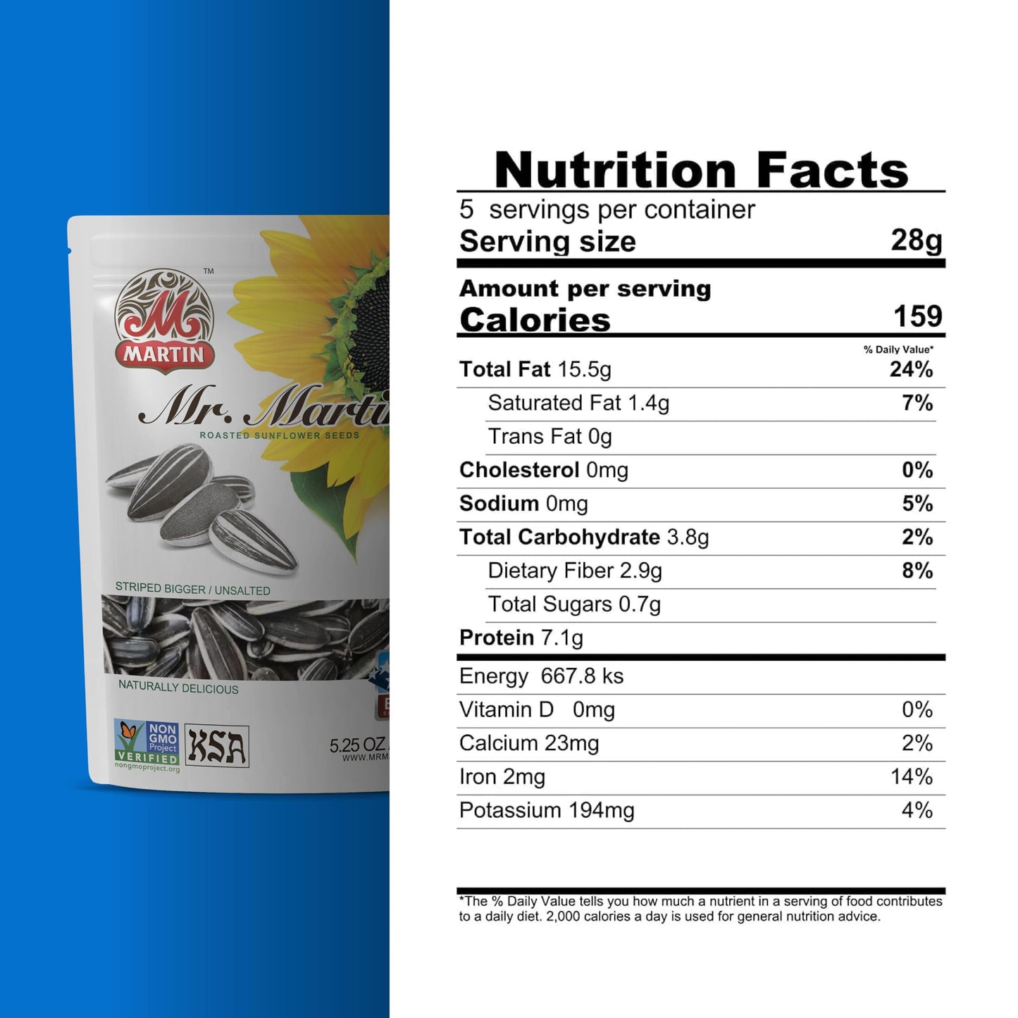 MR. MARTIN Freshly Roasted Unsalted Sunflower Seeds To Eat -Non-GMO, Kosher, Crunchy, Delicious, Vegan, Keto Friendly, Low Sodiu