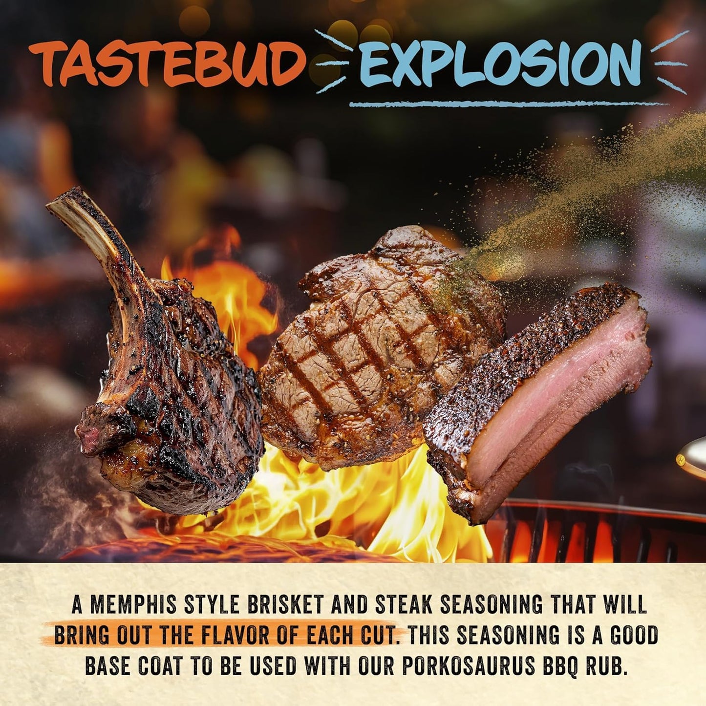 Porkosaurus Brisket & Steak Seasoning Blend, 6.3 Oz - World Champion Dry Rub for smoky aroma and Grilling