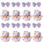 YCTHUNFISH 12 Pack Pink Bow Cupcake Toppers for Wedding, Bridal Shower, Birthday Party - Purple Paper Bowknot Decorations