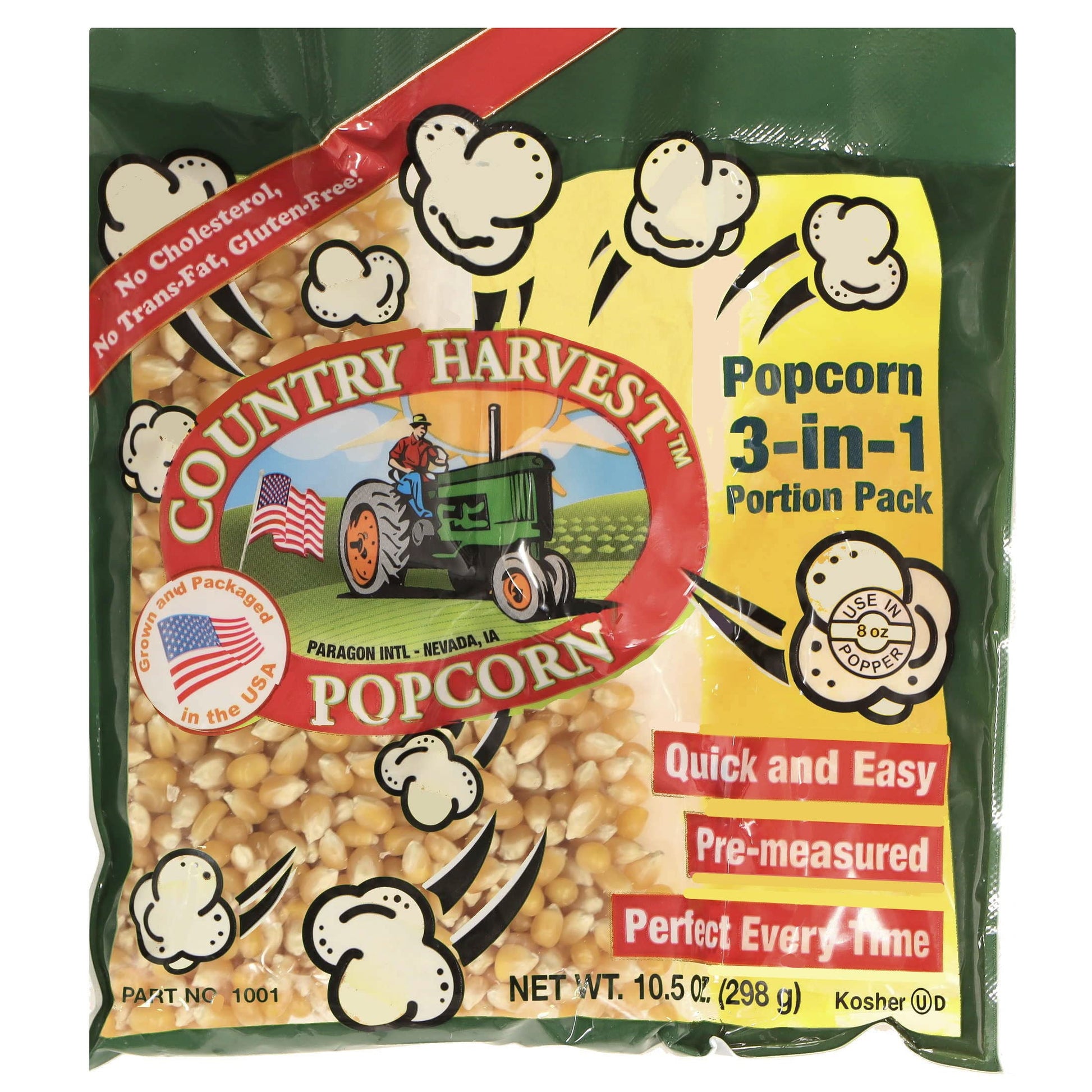 Country Harvest Popcorn Portion-Pack, 8-Ounce Poppers, Regular Case, 24-Count, 1 Ounce Each, Cellulose Material