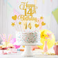 Lecferrarc 14th Birthday Cake Decorations Set, Gold Glitter Toppers & Candles, 7 inches, Paper