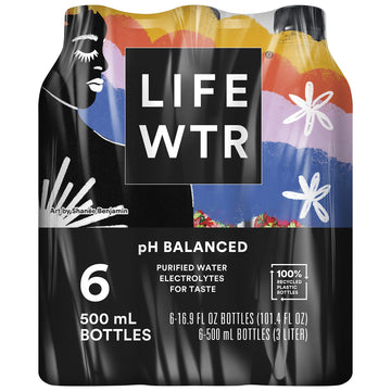 Lifewtr, Premium Purified Water, Ph Balanced With Electrolytes For Taste, 16.9 Fl Oz (Pack Of 6)