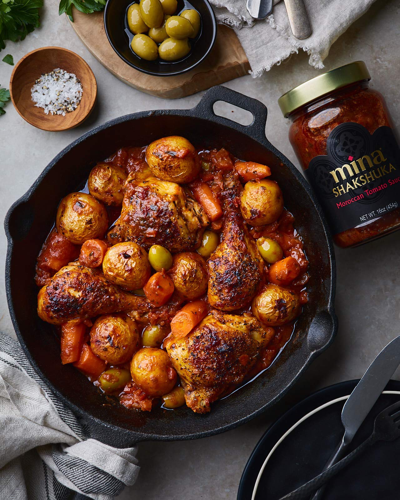 Mina Shakshuka Sauce, Moroccan Tomato Sauce, 147 Oz Sugar Free Sauce, Keto Friendly, Perfect To Use As Pasta Sauce And Simmer Sa