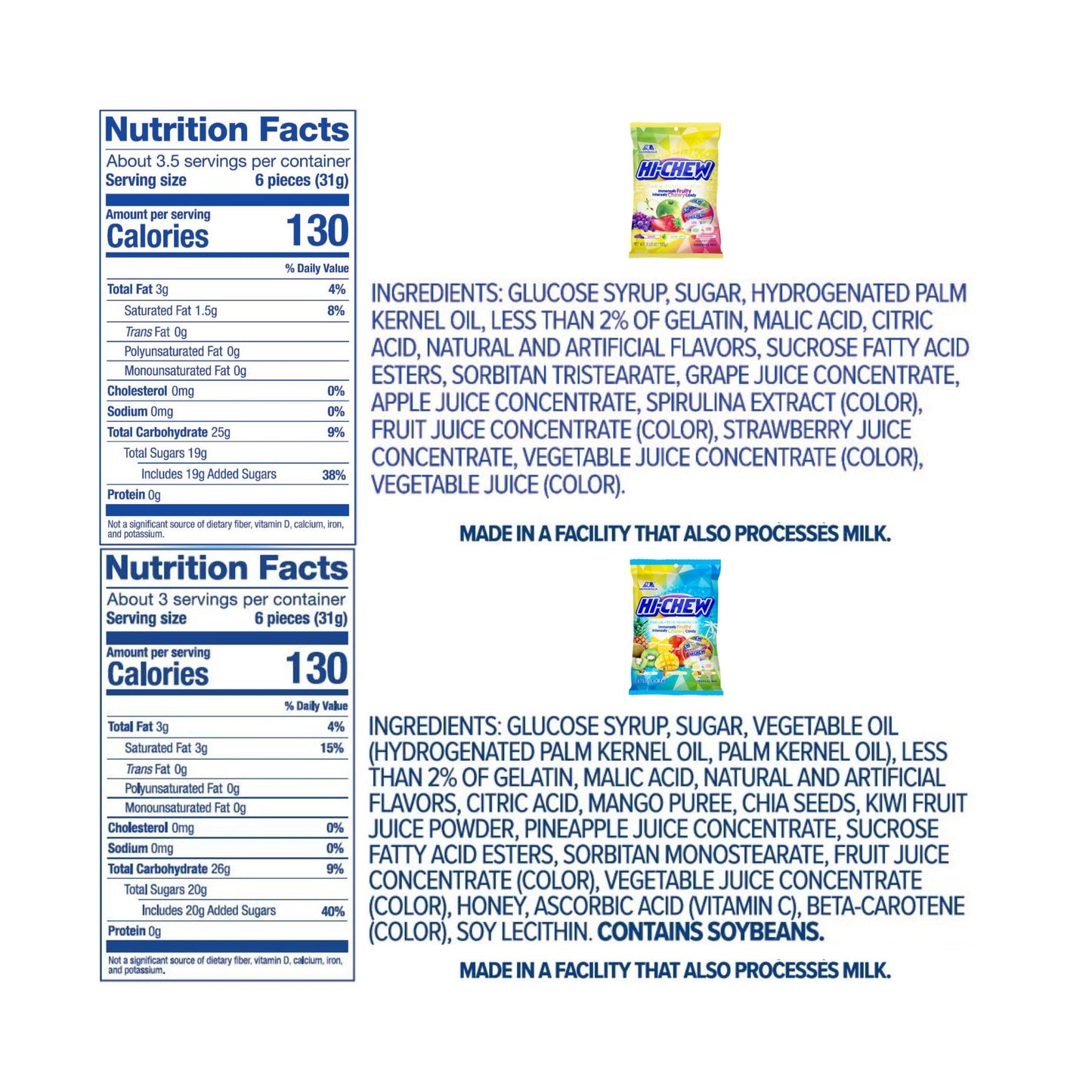 Hi-Chew Variety Mix, Pack Of 6 Bags - 17 Flavor Assort - Unique Fun Soft & Chewy Taffy Candy - Immensely Juicy Fruit Flavors - Individually Wrapped For Sharing