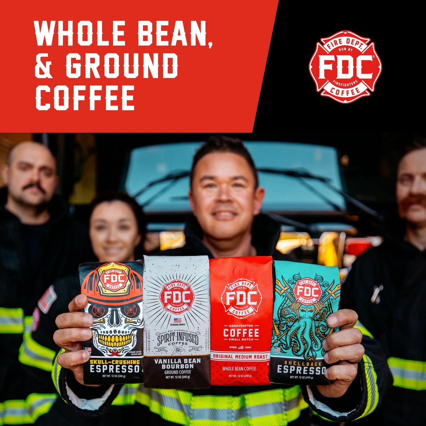 Fire Department Coffee - Gives Back to Firefighters - Bold & Smooth Shellback Espresso Coffee Pods - Roasted in the USA - Made with enhanced Coffee Beans - Veteran Owned - 12 Single Pods