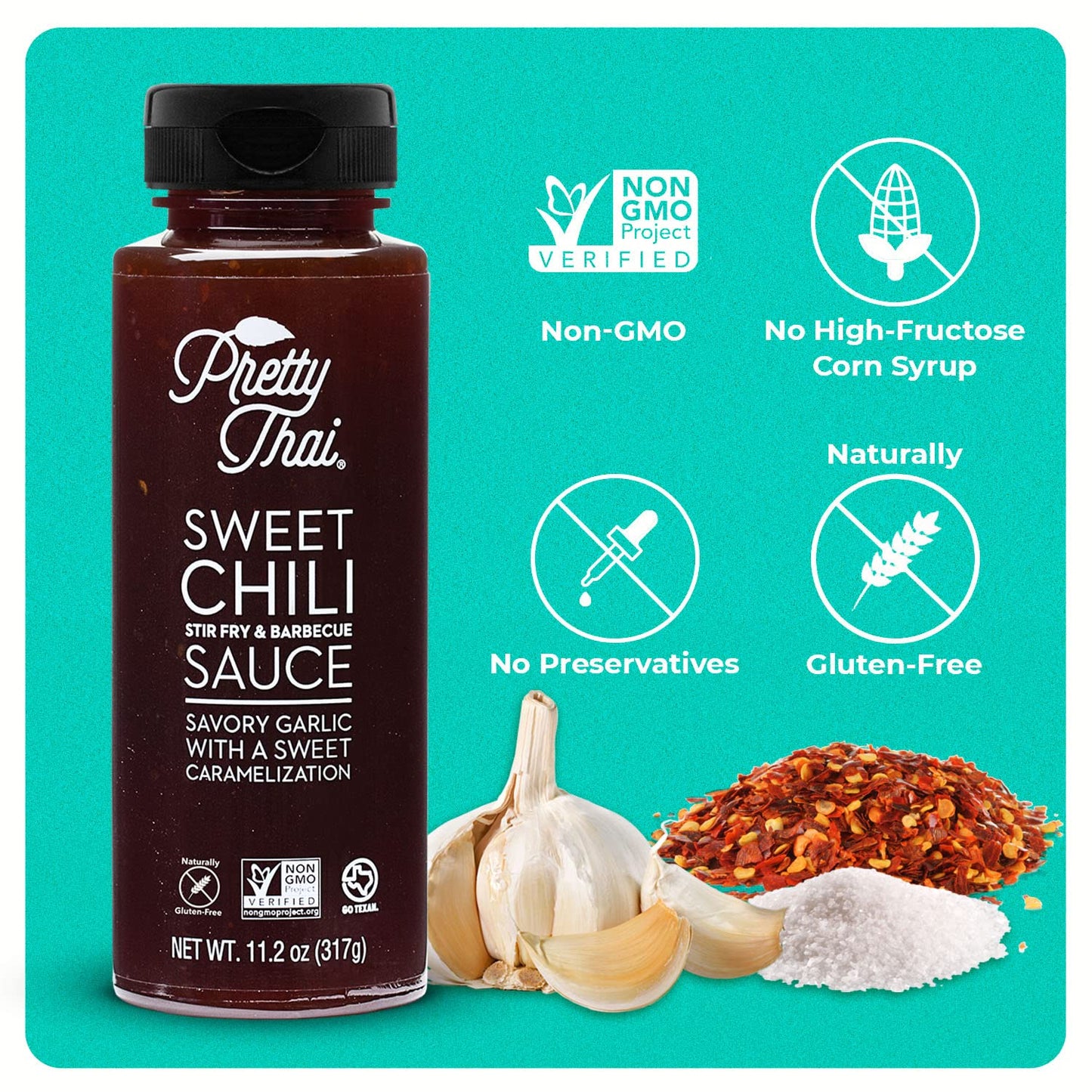 Pretty Thai Sweet Chili Sauce, Gluten Free, Non-GMO, Vegan, Pack of 6