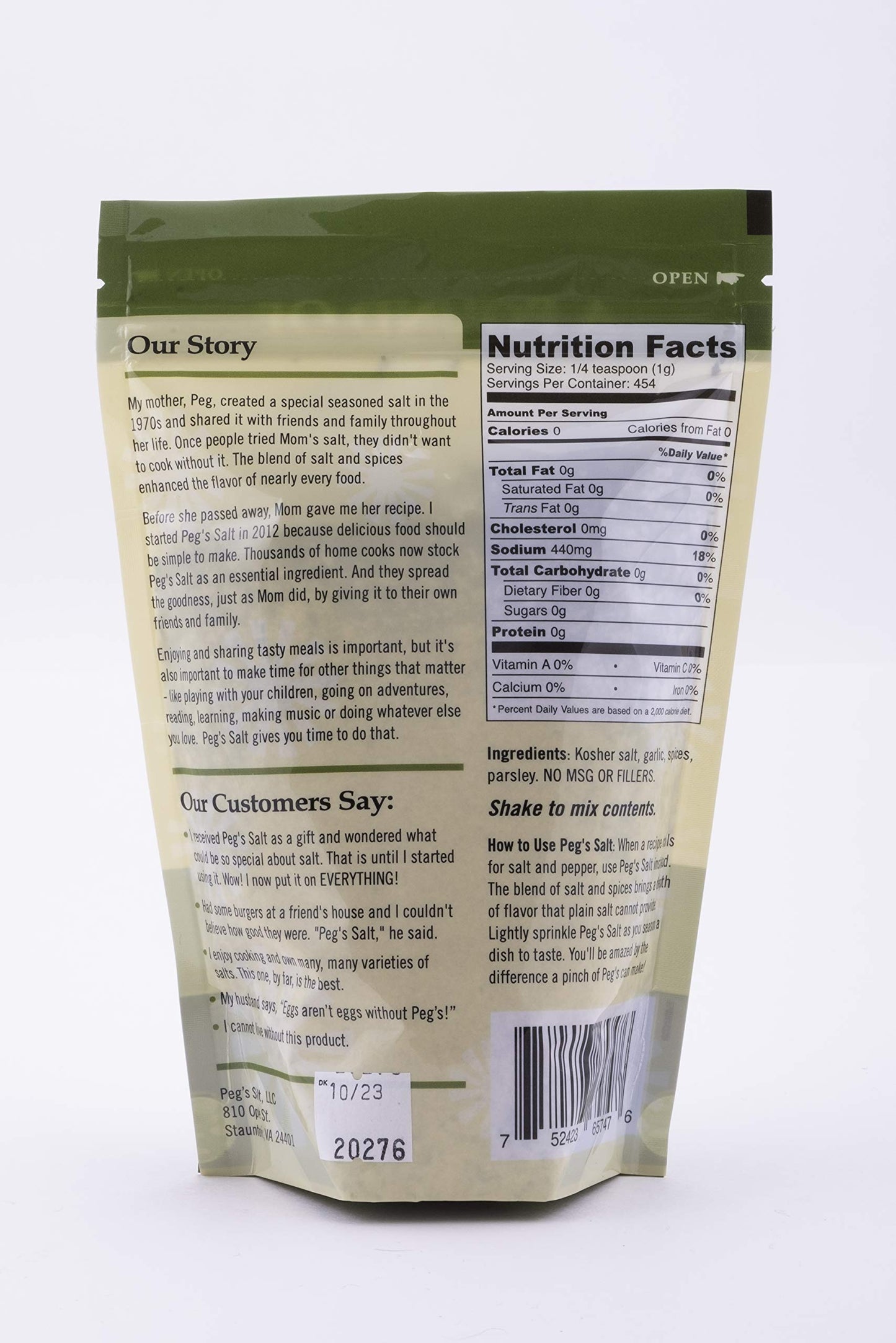 Pegs Salt Seasoned Salt - Gourmet All-Purpose Cooking Seasoning - 16 Ounce - No MSG, No Sugar, Keto Friendly