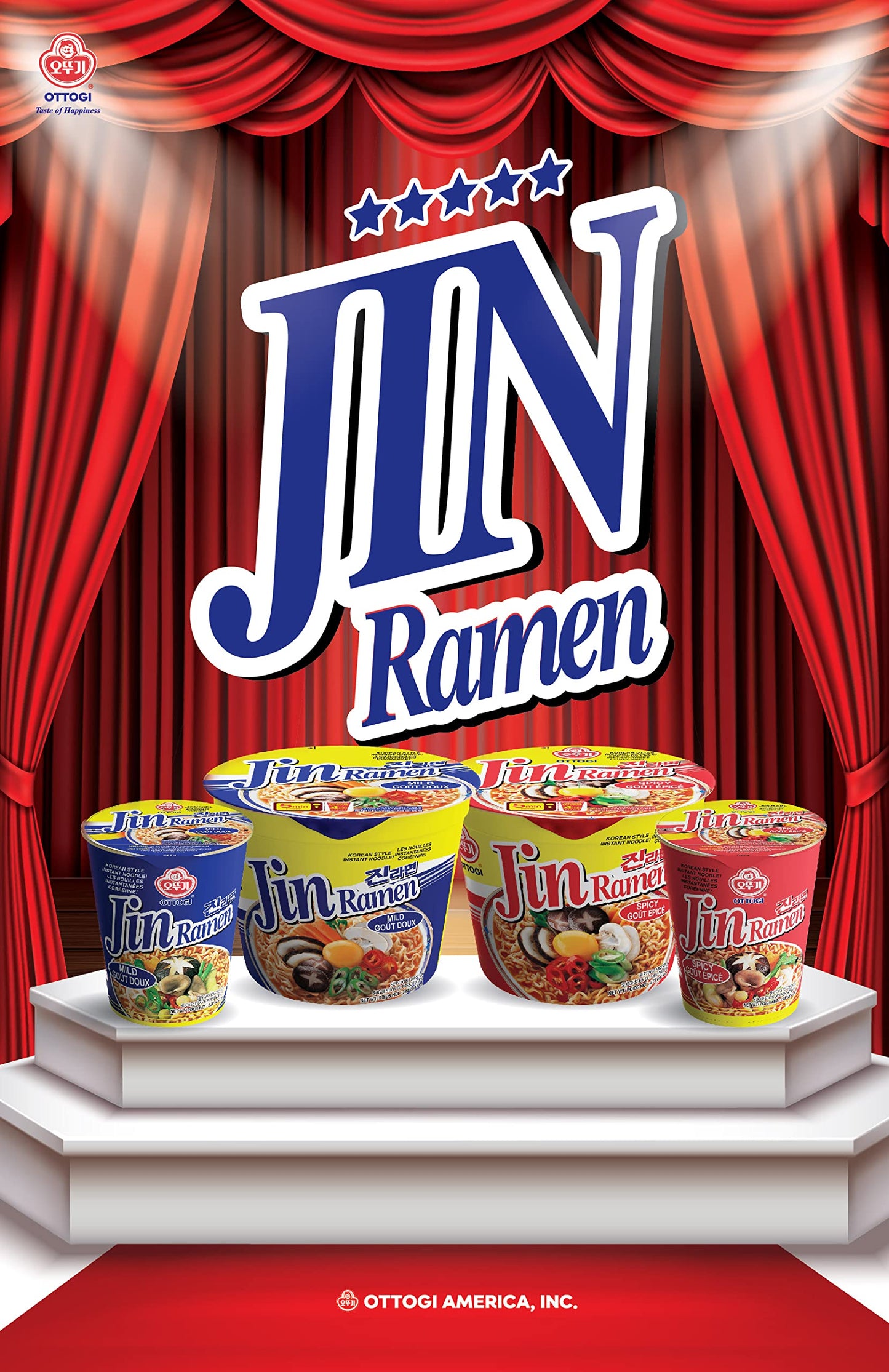 [Ottogi] Jin Ramen Mild, Korean Style Instant Noodle, Rich Flavor, Instant Cup Bowl Ramen, Best Tasting Ramyun, Traditional Gourmet Taste [6 Bowl] (110Gx6)-1 Box, (Microwave Safe)