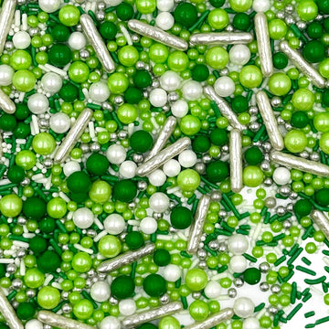 Sprinkles for Cake Decorating, Green and White Pearl Silver Jimmies St. Patricks Day Sprinkles Mix for Baking Cookies Cupcake Ic