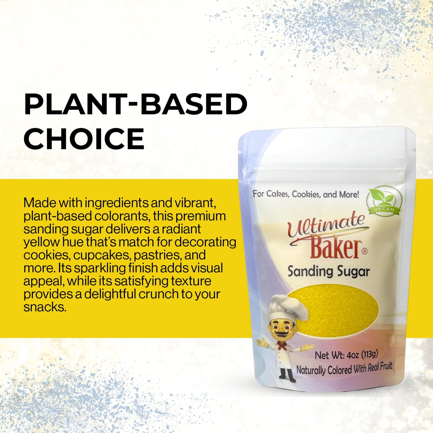 Ultimate Baker Sanding Sugar, Yellow, Medium Crystal, 4oz