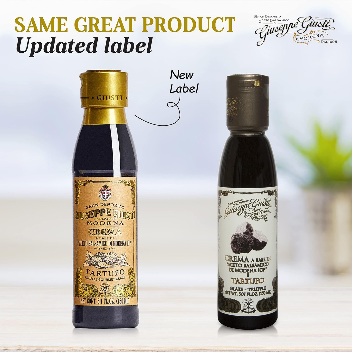 Giusti Truffle Glaze - Balsamic Reduction with Black Truffle, 5.07 fl oz (Pack of 2) - Flavorful Drizzle for Meat, Cheese & Salads
