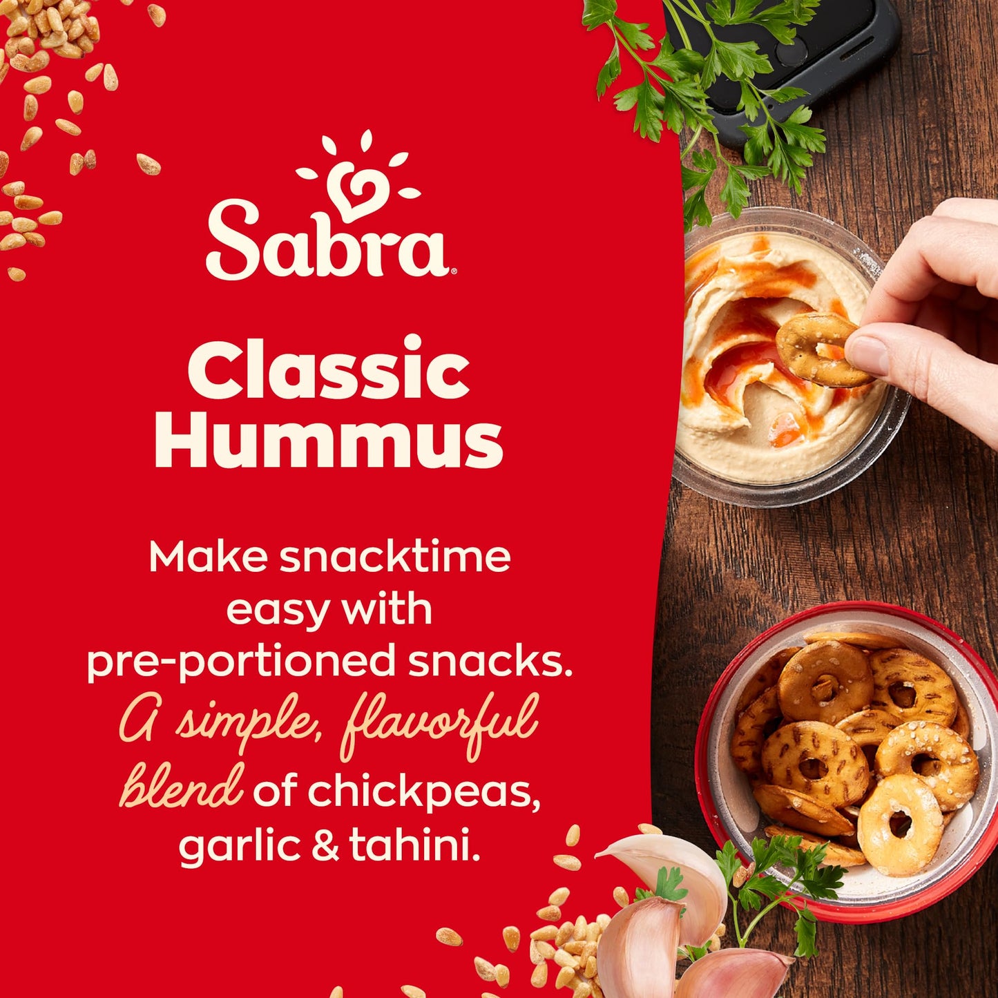 Sabra Snackers Classic Hummus with Pretzels, Individual Hummus Cup for On the Go Snacks, 4.56 Oz