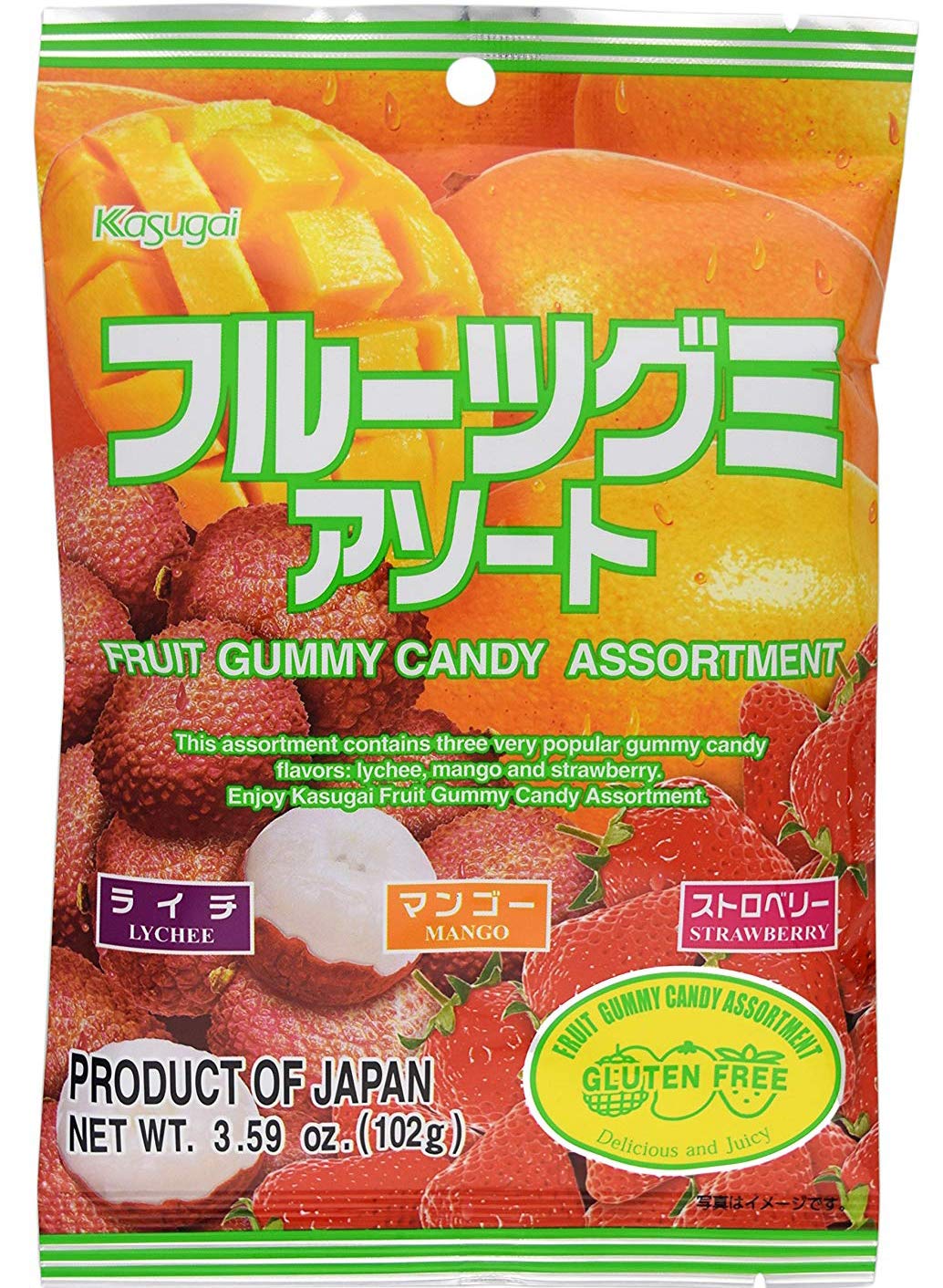 Kasugai Fruit Assort Gummy Candy 3.59Oz (12 Pack)