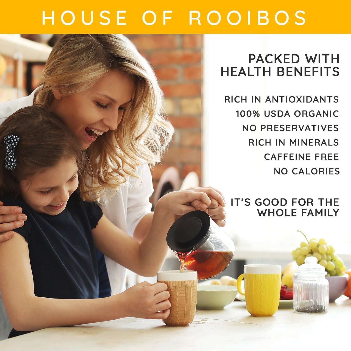 House of Rooibos Organic Rooibos Tea - Caffeine-Free Herbal Tea - 80 Bags