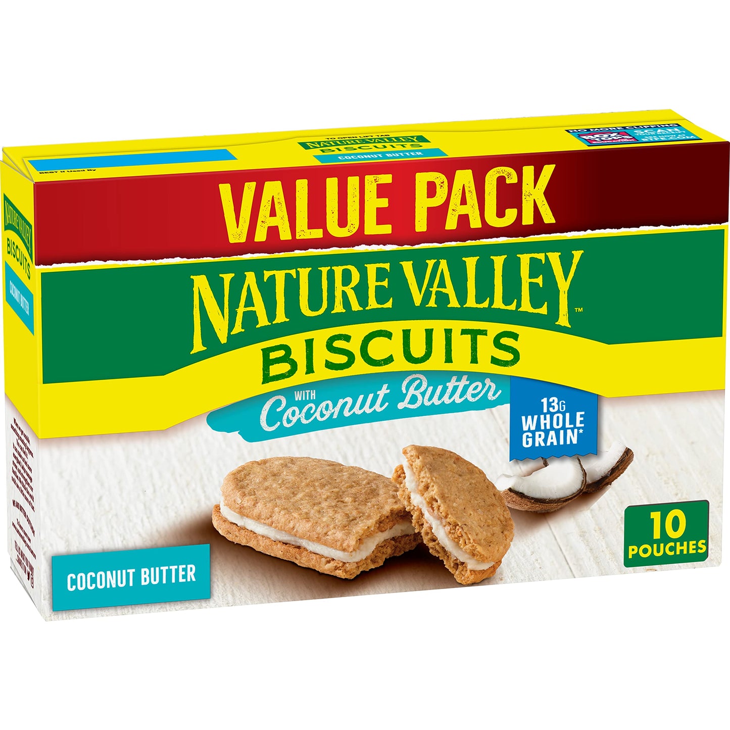 Nature Valley Biscuit Sandwiches, Coconut Butter, Snack Value Pack, 10 Ct, 13.5 Oz