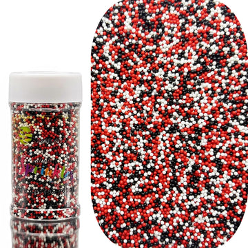 SE Si&Moos Red and Black Sprinkles Black White and Red Nonpareils Edible Pearls for Cake Decorating Small Pearl Sprinkles Hallow