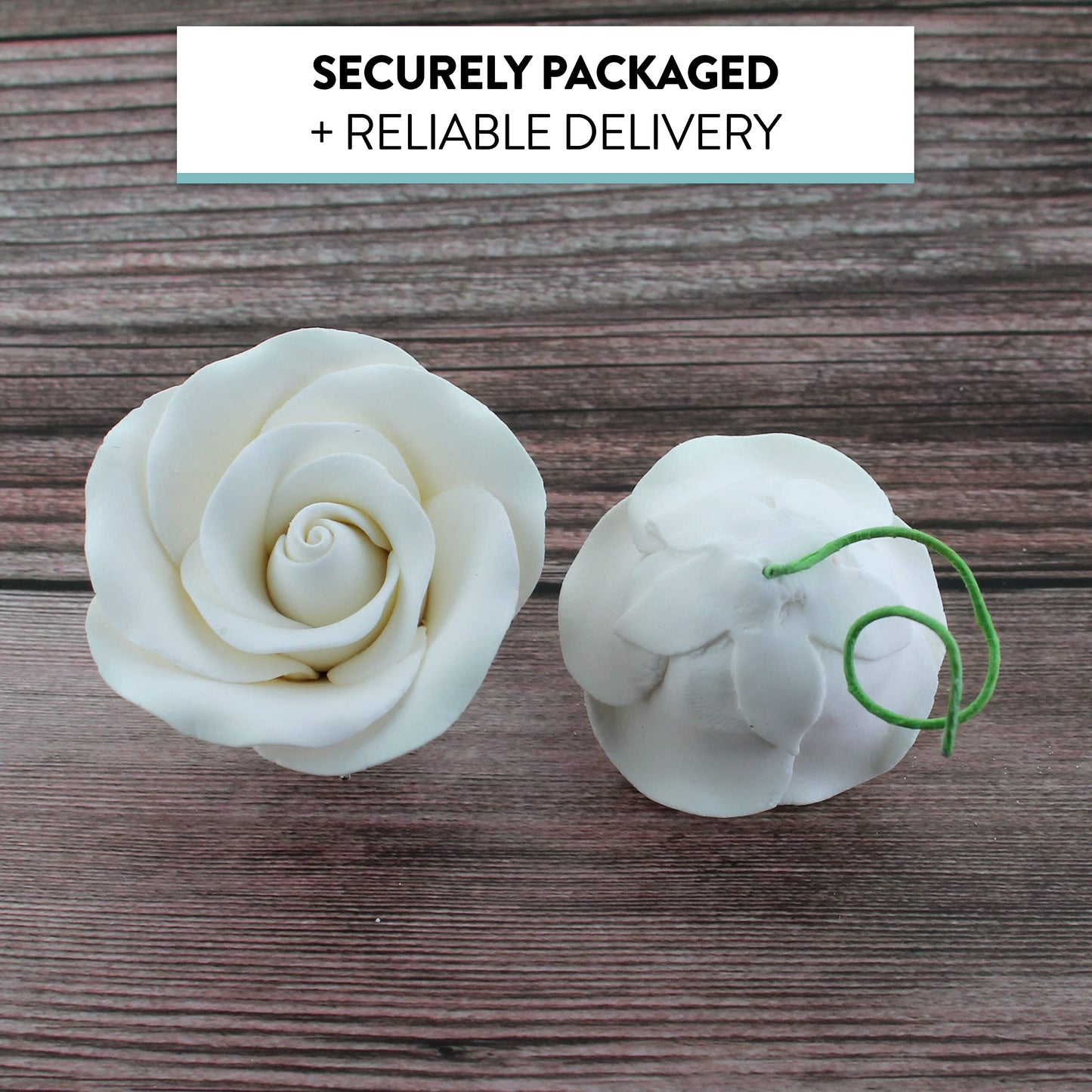 Global Sugar Art Tea Rose Sugar Cake Flowers, White, Medium With Wire,1.75 Inches, 12 Count By Chef Alan Tetreault