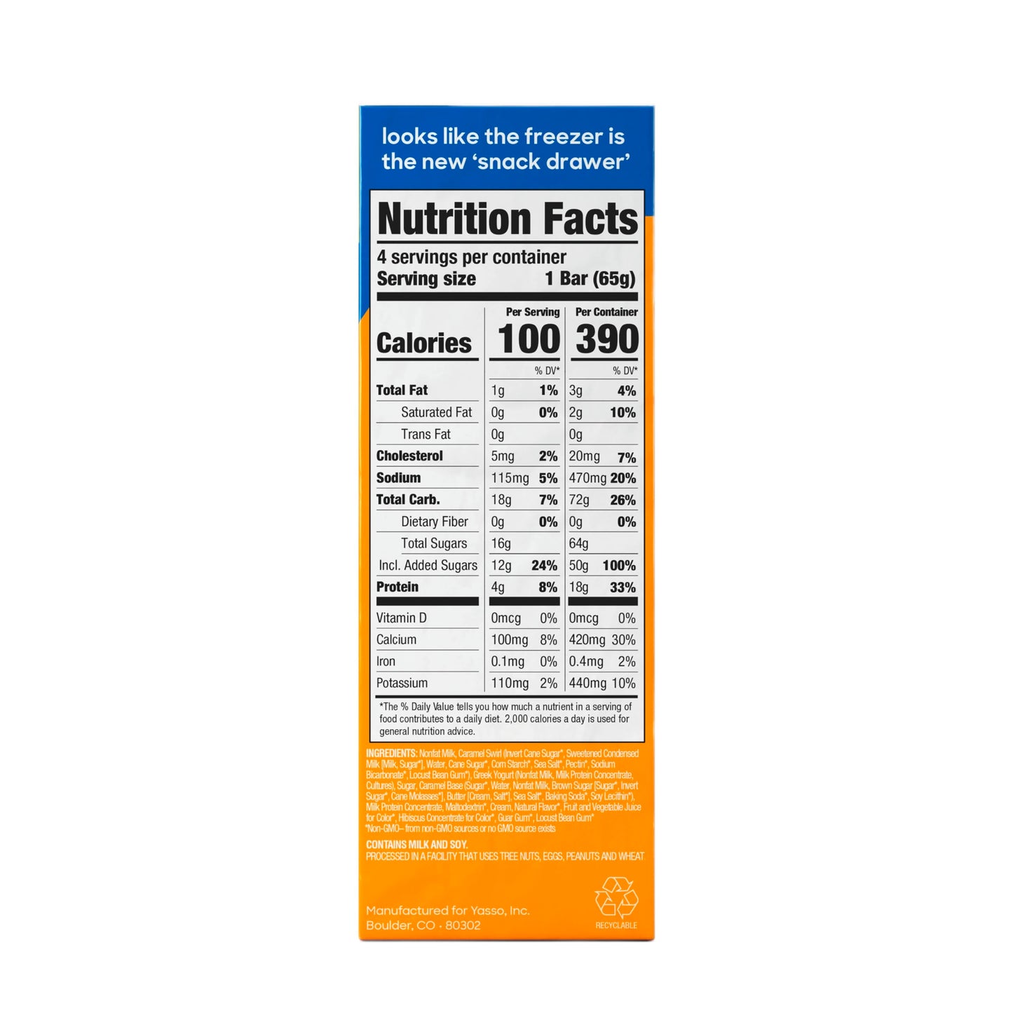 Yasso Frozen Greek Yogurt Bars Sea Salt Caramel Bars 4 Count for a ridiculously creamy frozen snack made with the goodness of gr