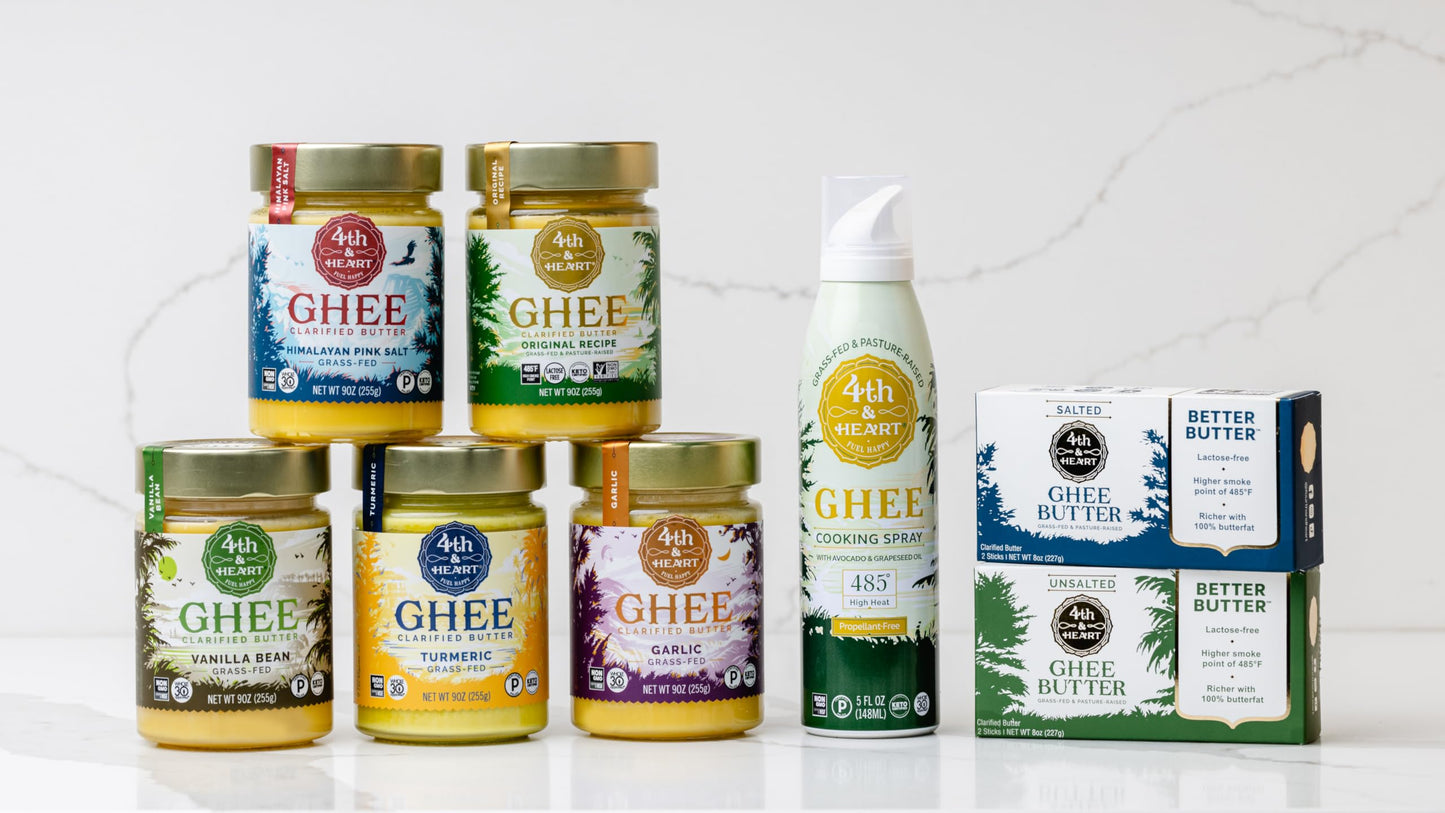 4th & Heart Grass-Fed Salted Ghee Sticks, Clarified Butter, Keto, Pasture Raised, Lactose and Casein Free, Certified Paleo and W