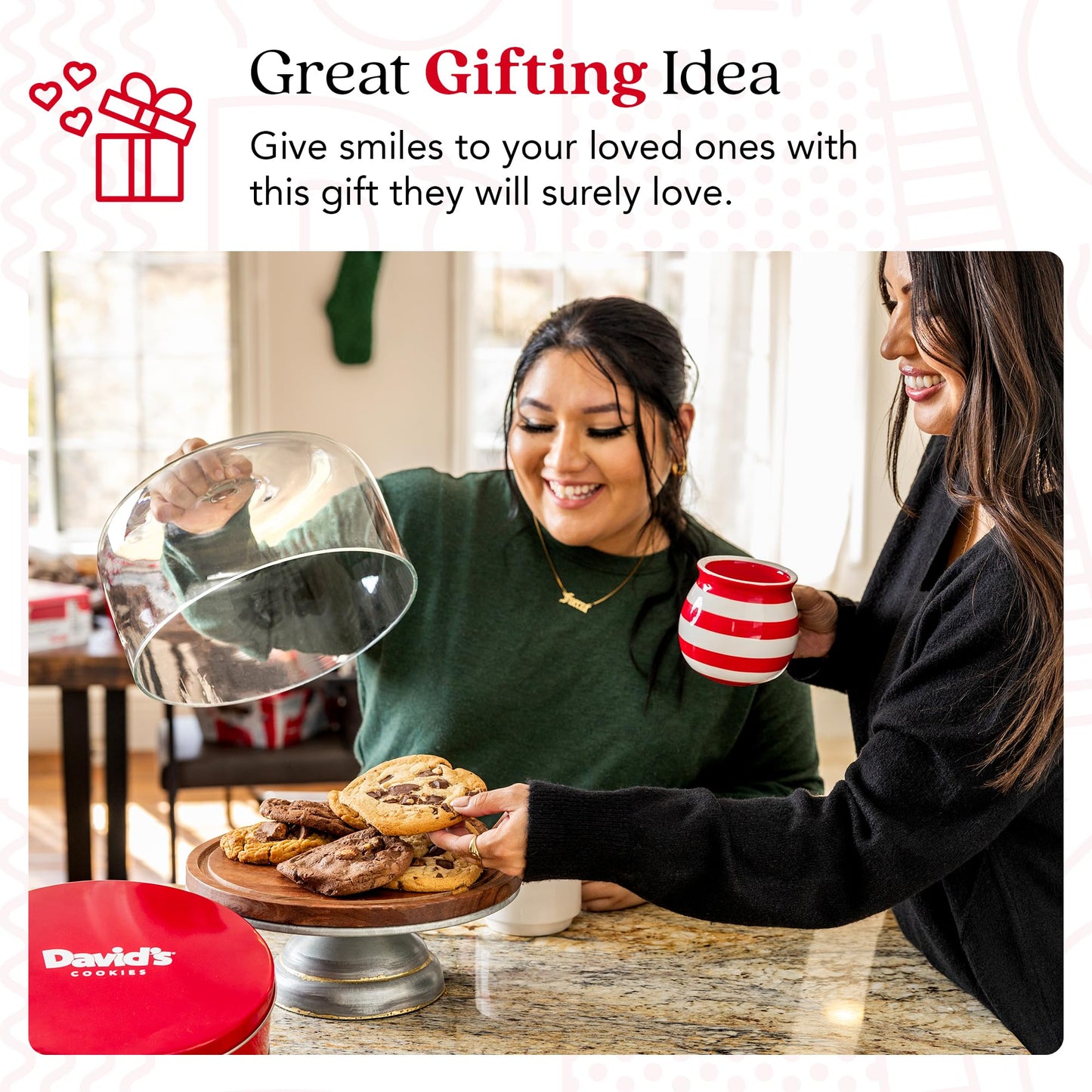 Davids Cookies Assorted Fresh-Baked Decadent Cookie Gift Basket Tin - Luscious Large Cookies No Added Preservatives 4 oz./ each