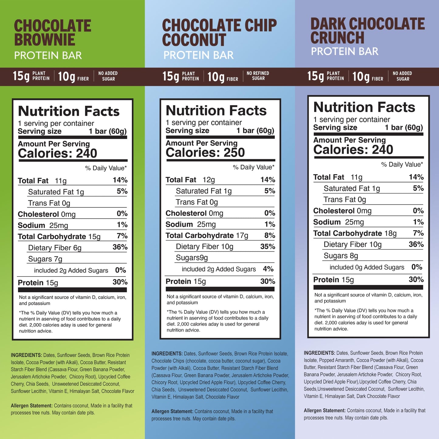 AMRITA Vegan Protein Bars Variety Pack (6 Flavors) | Peanut/Dairy Free, Soy & Gluten Free | 15g Plant Based Protein Bars | High