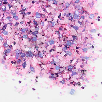 Sanding Sugar Edible Pink Glitter Stars Mix, Edible Purple&Pink Sugar Sprinkles For Cake Decorating, Sparkling Edible Pink Sandi