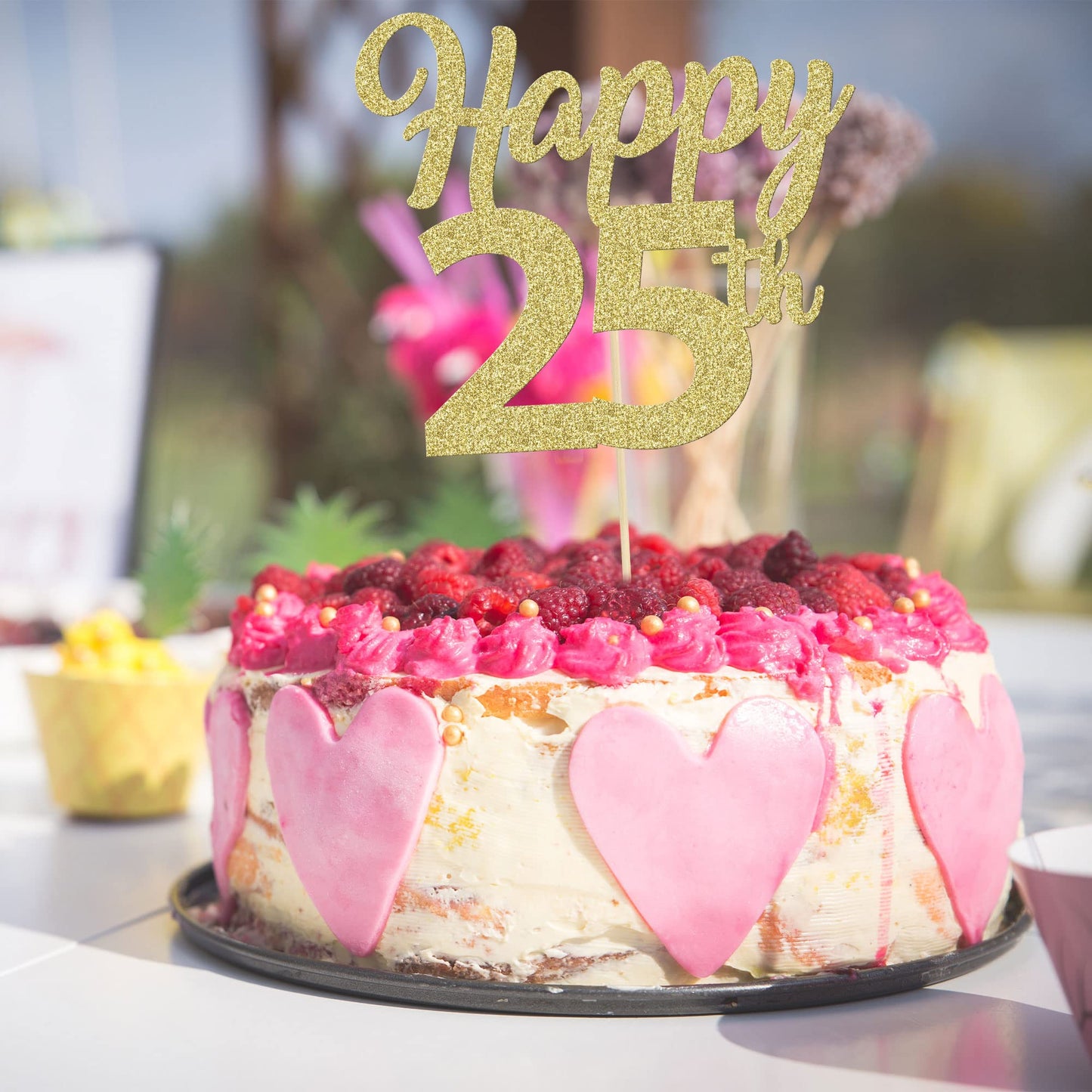 3Pcs Happy 25Th Birthday Cake Toppers Gold Glitter Number 25 Cake Decorations 25Th Birthday Cake Picks For Cheers To 25Th Birthday 25 Years Old Birthday Party Gift Decorations
